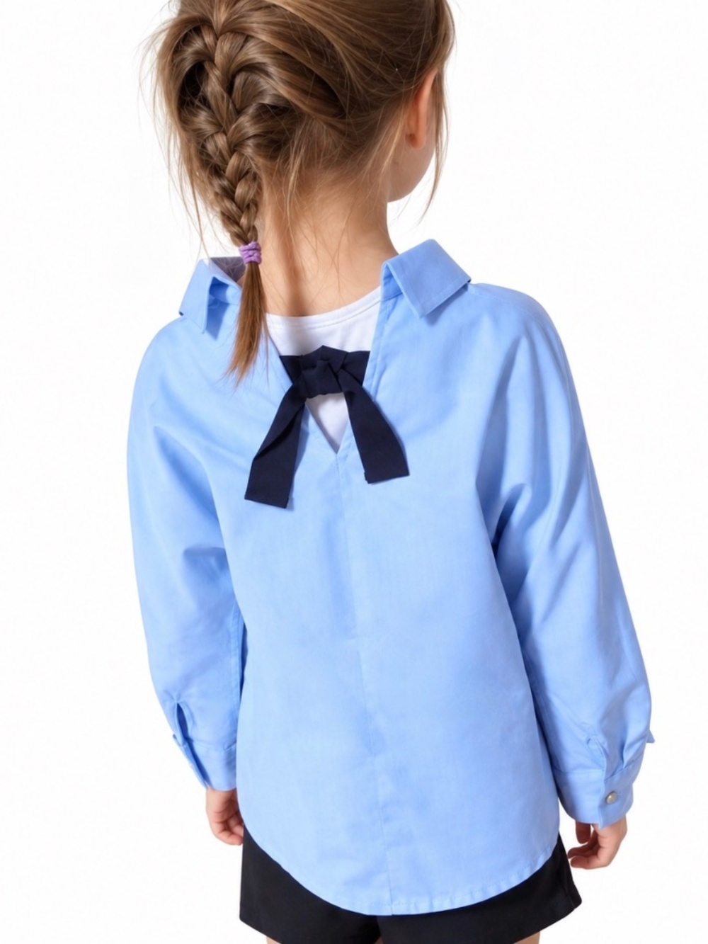 Zara girls blue blouse with back bow - Picture 4 of 16